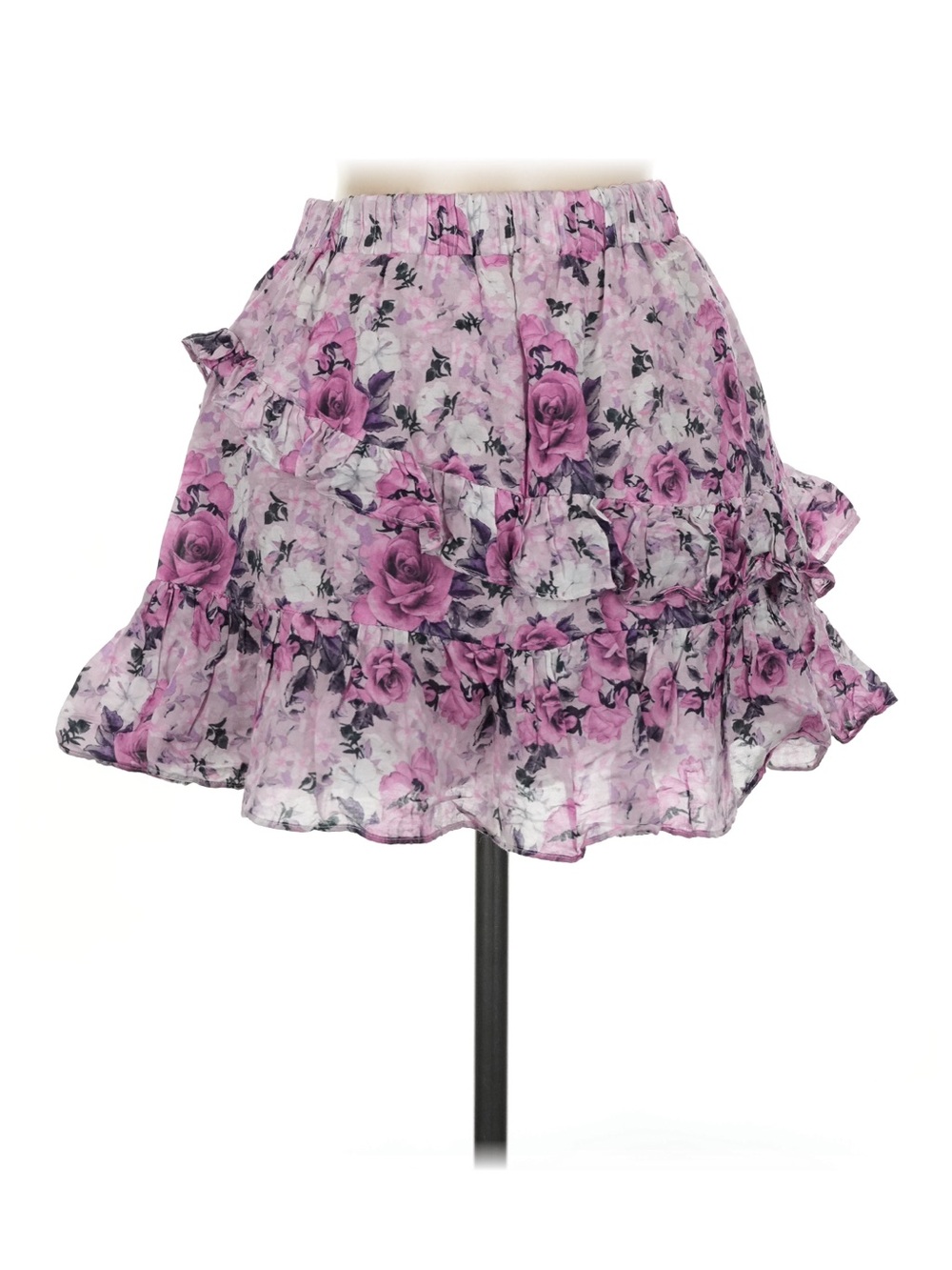 🌸 EUC LoveShackFancy Pink Rose Floral Tiered Ruffle Mini Skirt Size M 🎀